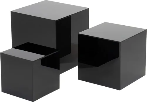 Vista 6 de Red Co. Juego de 3 soportes elevadores de acrílico negro brillante con parte inferior hueca
