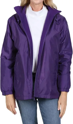Vista 5 de totes Chaquetas impermeables para mujer, con capucha, chaquetas de tormenta de 3 estaciones, ciruela, talla L, Ciruela