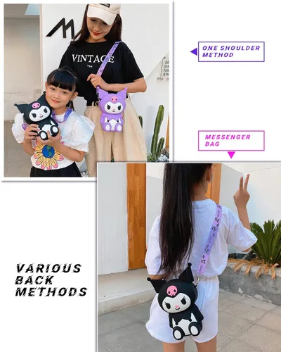 Vista 5 de CZZLYJ My Melody - Bolso cruzado de hombro con diseño de caricaturas Kuromi de anime lindo bolso de hombro