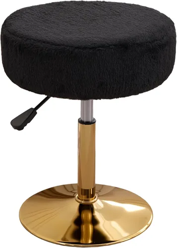 Vista 17 de Taburete Otomano Giratorio Silla para Sala de Maquillaje Taburete para Silla de Tocador Altura Ajustable Cuero Sintético Negro Negro 1