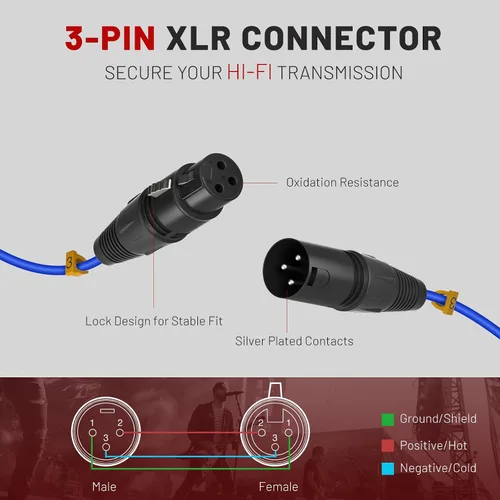 Vista 8 de Phenyx Pro Sistema de micrófono inalámbrico UHF PTU-52 Bundle con cable de serpiente XLR de 10 pies