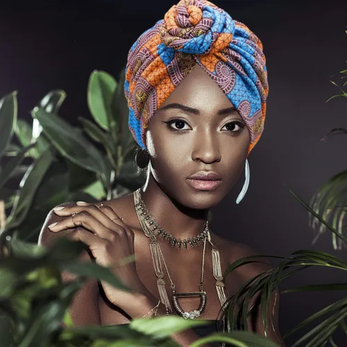 Vista 5 de 6 diademas para mujeres negras, turbantes africanos para mujeres, nudo de flores, gorro preatado