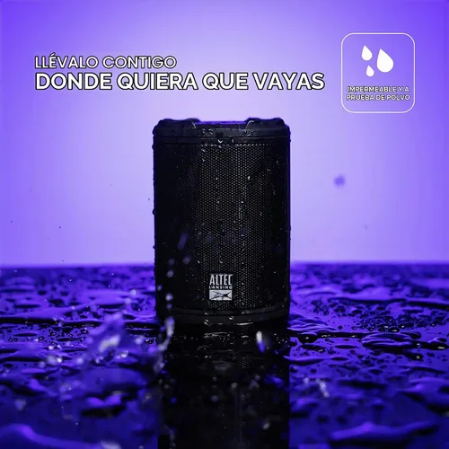 Vista 4 de Altec Lansing - Altavoz Bluetooth inalámbrico HydraMotion con sonido de 360 grados, impermeable IP67 portátil para exteriores, a prueba de golpes, a