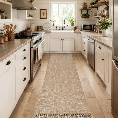 Vista 74 de Collive Alfombra de Baño Negra, 2' x 3' Tejida a Mano Lavable Alfombras Pequeñas de Cocina, Alfombra de Entrada Reversible de Algodón Alfombra