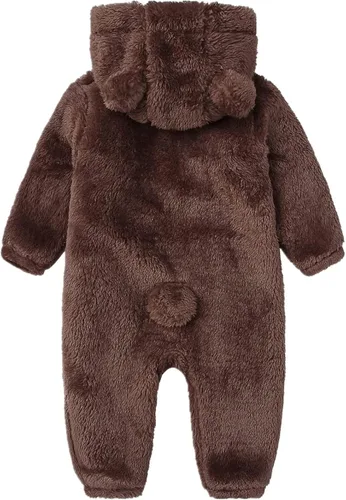 Vista 2 de CAHL&FAUO Traje de nieve para recién nacido, con diseño de oso de dibujos animados, mameluco de forro polar con capucha