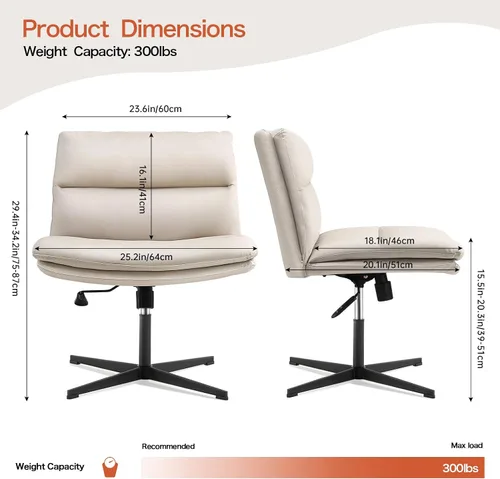 Vista 3 de EMIAH Silla de escritorio de oficina sin ruedas, acolchada en PU, con respaldo medio ergonómico para el hogar, silla de computadora cómoda
