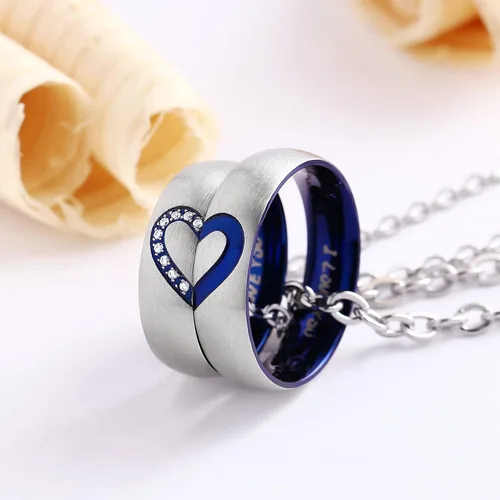 Vista 6 de Anillos de promesa para parejas, para él y para ella, juego de anillos de boda con texto "I Love You" grabado a juego, anillo de acero inoxidable