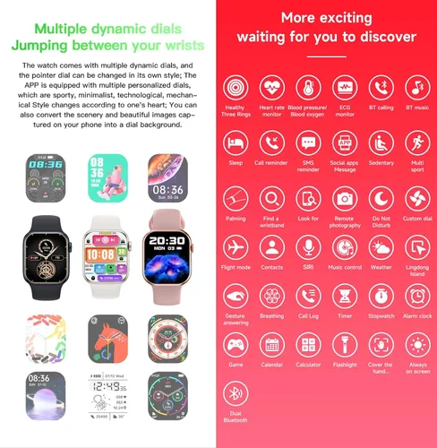 Vista 5 de Reloj inteligente para teléfonos Android iOS compatible con iPhone Samsung, pantalla táctil de 2.01 pulgadas, rastreador de actividad física