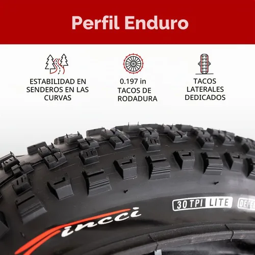 Vista 3 de Fincci Neumático plegable de bicicleta de montaña de 27,5 x 2,35 60-584 30 TPI para bicicleta híbrida Enduro MTB