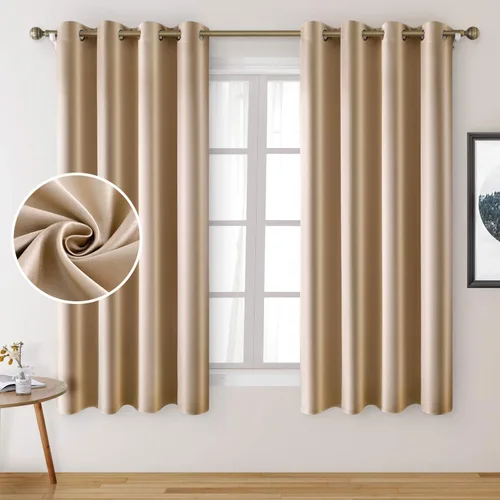Vista 19 de HOMEIDEAS 2 paneles de cortina de seda sintética, cortinas opacas para dormitorio