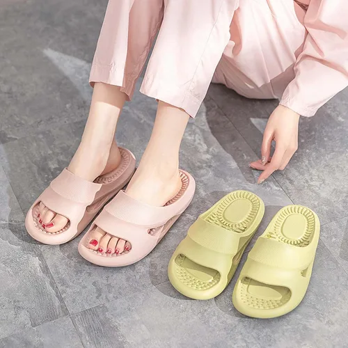 Vista 7 de Pantuflas de masaje para mujeres y hombres, sandalias de ducha con punta abierta, zapatos de verano para casa, para baño, fascitis plantar