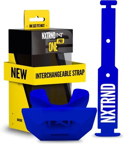 Vista 15 de Protector bucal de fútbol americano Nxtrnd One Pro, correa intercambiable, se adapta a adultos y jóvenes (negro)
