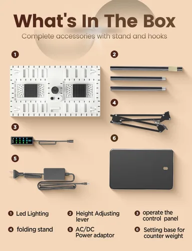 Vista 9 de MetryGrow Luces de Cultivo para Plantas de Interior, [Aplicación Inteligente y Cobertura Amplia de 2x2 Pies] Lámparas de Cultivo de Plantas de 48W