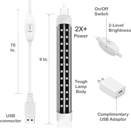 Vista 6 de Luz LED negra, tubo LED de 6 W, luz negra para repuesto de bombillas negras, póster de luz negra, arte UV, dormitorio, luces negras para fiestas