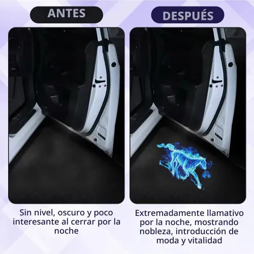 Vista 6 de Zufoty 2PCS Luces Proyectoras para Puertas de Automóvil, Proyector de Logo LED para Puerta de Automóvil, Luz LED Inalámbrica de Cortesía, Luces