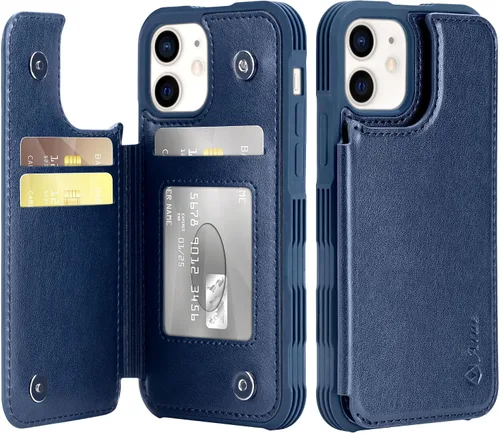 Vista 11 de Arae Funda para iPhone 15 [6.1 pulgadas] - Funda tipo cartera con bolsillos para tarjetas de piel sintética con tapa trasera para iPhone 15 de 6.1