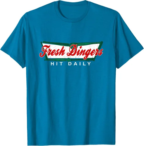 Vista 62 de Camiseta divertida de béisbol y softbol Don't Bunt Hit Fresh Dingers, Negro