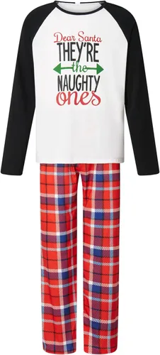 Vista 3 de jxxiatang Pijamas de Navidad familiares para parejas y niños, conjunto de descanso a juego, camisa holgada y pantalones a cuadros, ropa de dormir