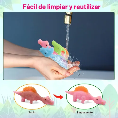 Vista 6 de 20 Piezas Juguetes de Dedo de Dinosaurio con Tirachinas, Juguetes de Halloween Regalos de Fiesta para Niños Goma Pegajosa Dino Catapulta Voladora