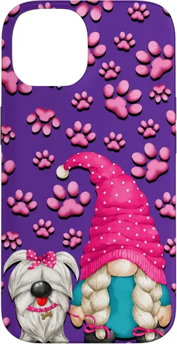 Vista 4 de iPhone 11 - Cosas de gnomo púrpura para mujer, patrón de pata rosa para perro, mamá