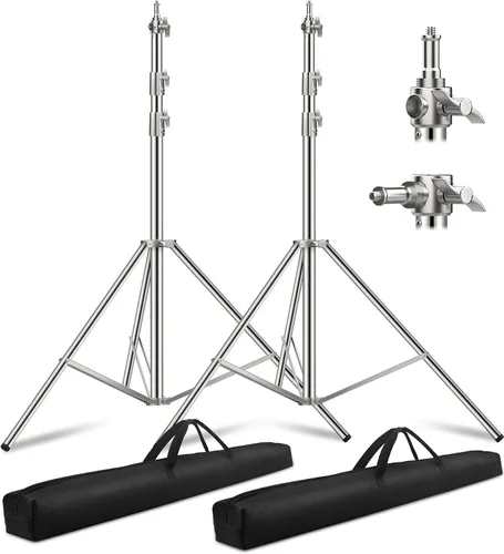 Vista 8 de Soporte de luz de acero inoxidable de 9.2 pies/110 pulgadas, trípode de fotografía resistente con adaptador de tornillo de 1/4 a 3/8 pulgadas