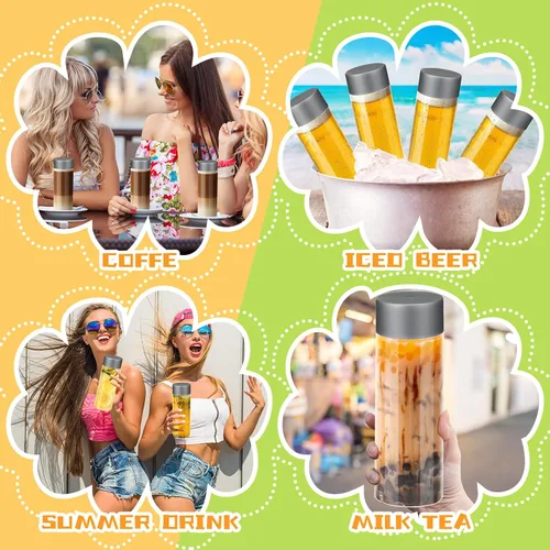 Vista 6 de Hoolerry 16 botellas sensoriales de plástico vacías con tapas, botellas de agua sensoriales de plástico transparente reutilizables