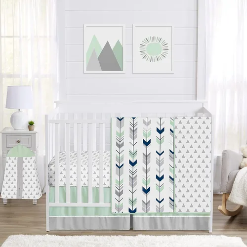 Vista 12 de Sweet Jojo Designs Acuarela dinosaurio dinosaurio bebé niño cuna juego de ropa de cama bebé cuarto manta sábana bajera falda pañal apilador 4p verde