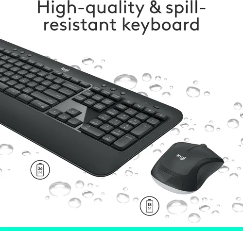 Vista 4 de Logitech MK540 Combo avanzado de teclado y mouse inalámbricos para Windows, receptor USB unificador de 2.4 GHz, teclas de acceso rápido multimedia