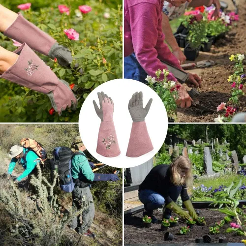 Vista 4 de Rose Pruning Gloves with Forearm Protection, Thorn Resistant Rosa (Blushpink)