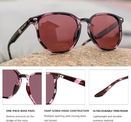 Vista 5 de MAXJULI Gafas de sol hexagonales polarizadas de gran tamaño para mujer, con marco de polígono TR90, 8821