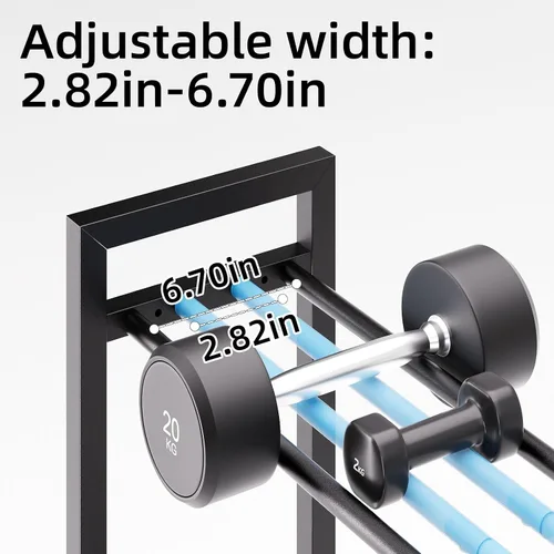 Vista 3 de Soporte ajustable de 3 niveles para mancuernas – Soporte de almacenamiento de peso de metal resistente para mancuernas, pesas rusas y más