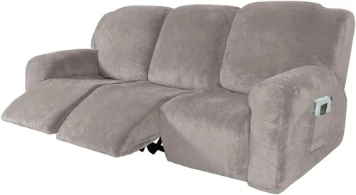 Vista 34 de vctops Fundas reclinables de felpa de terciopelo de lujo, 4 piezas, fundas elásticas y suaves para sofá, protector antideslizante de muebles