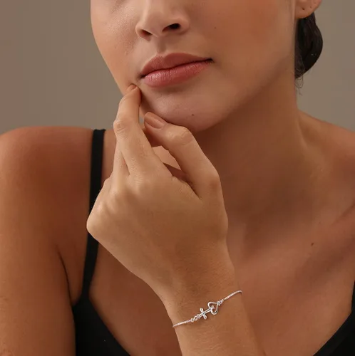Vista 2 de LeCalla Pulsera ajustable de plata de ley 925 italiana natural hecha a mano para mujer