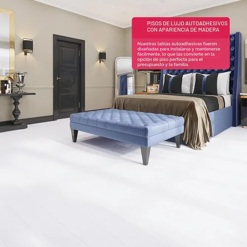 Vista 2 de LUCiDA SURFACES - Baldosas de vinilo de lujo, azulejos autoadhesivos para instalar uno mismo, 12 tablones con apariencia de madera, BaseCore - Blanc