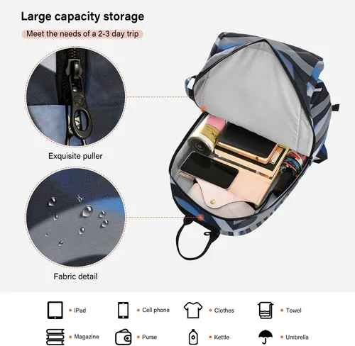 Vista 6 de Bolsas de raqueta de bádminton para tenis, impermeables, con textura animal azul-gris, bolsa deportiva para pickleball para hombres y mujeres, bolsa