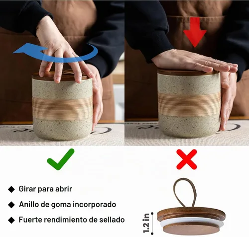 Vista 3 de Miamolo Tarro de cerámica con tapa, pequeño recipiente de café para café Beige