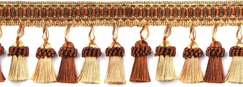 Vista 11 de Borlas de flecos de borla hechas a mano de 6.5 yardas, 3.1 in de diámetro, borlas para tejer a mano, adornos para bricolaje, decoración, mantel