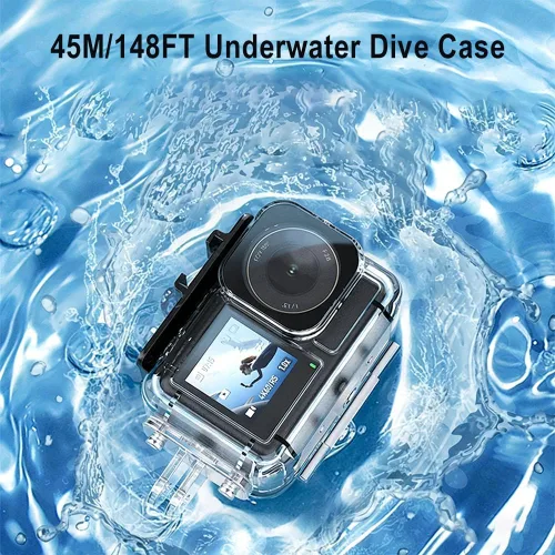 Vista 2 de Funda impermeable para cámara DJI Osmo Action 3/Action 4/Action 5 Pro Horizontal and Vertical Shooting Dive Case,45M/148FT Underwater Deep Diving