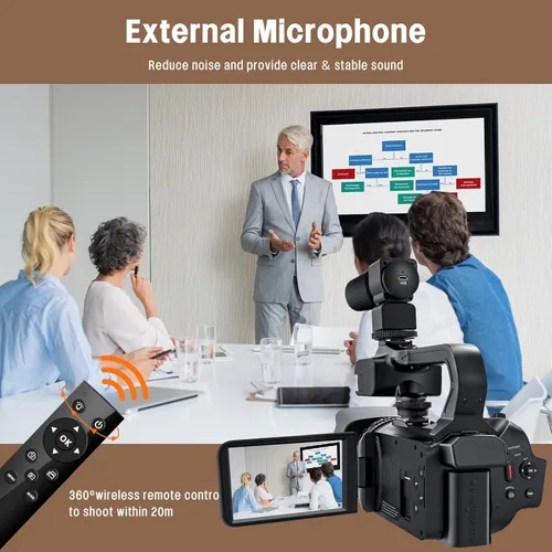 Vista 4 de Videocámara Cámara de Video HD 6K 64MP con Visión Nocturna IR, Cámara para Vlogging de YouTube, Zoom Digital de 18X, Pantalla Táctil de 4.0