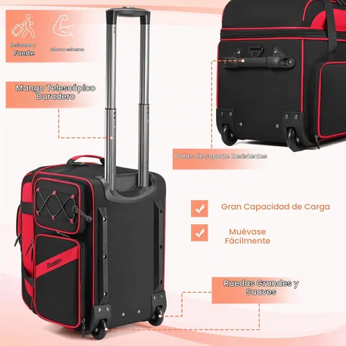 Vista 5 de DJ Cable Bag with Wheels for Equipment,Rolling Gig Bags for Musicians Naranja