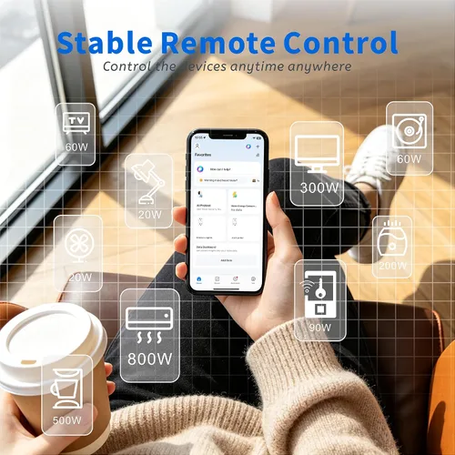 Vista 5 de Enchufe Eléctrico Inteligente Negro, Enchufe Wi-Fi Inteligente con Control Individual, Receptáculo de 15Amp con Control Remoto, Compatible