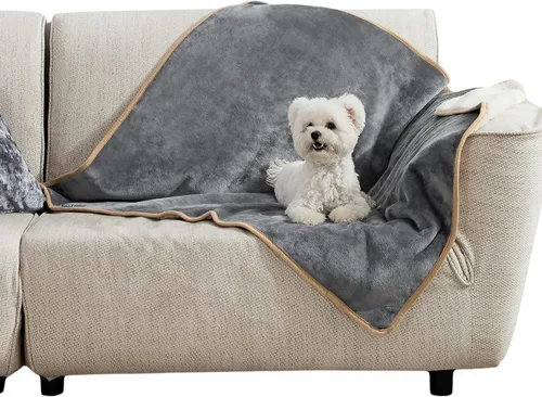 Vista 67 de Bedsure - Mantas impermeables para perros pequeños - Manta de felpa de sherpa con impresión suave lavable para perros y gatos, protector de muebles