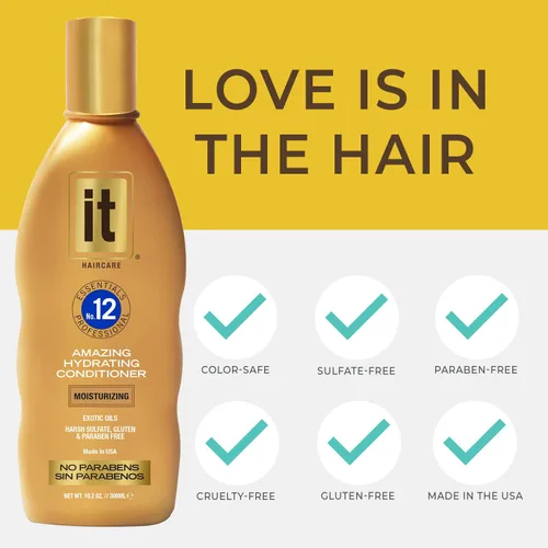 Vista 5 de IT Essentials No. 12 Amazing Hydrating Conditioner Professional: todo tipo de cabello infundido con aceite de abisinio y aceite de girasol