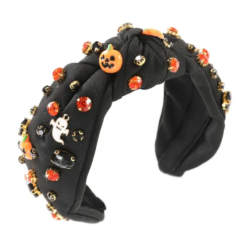 Vista 18 de Diademas de fantasma de Halloween para mujer, diadema de araña espeluznante con cuentas de diamantes de imitación de cristal, accesorios