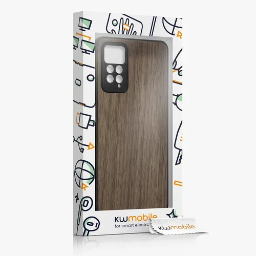 Vista 6 de kwmobile Funda de madera real compatible con Xiaomi Redmi Note 11 Pro/Note 11 Pro (5G) / Note 12 Pro (4G), funda de madera dura con parachoques