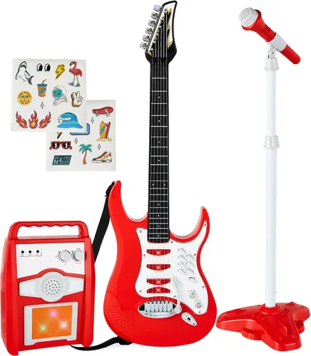 Vista 8 de Best Choice Products Juego de guitarra musical eléctrica para niños, kit de inicio de guitarra de juguete con 6 canciones de demostración, barra