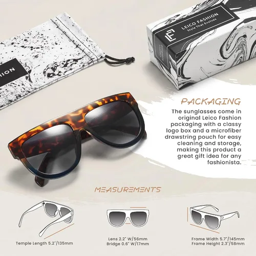 Vista 5 de Gafas de sol de gran tamaño con parte superior plana para mujer, diseño cuadrado grande, retro, gafas de sol