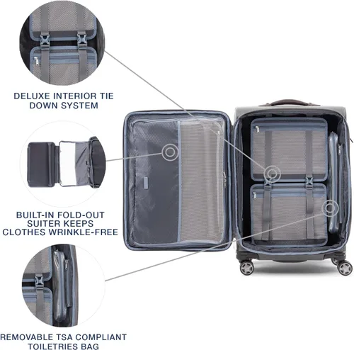 Vista 5 de Travelpro Platinum Elite-Softside - Maletas expansible con ruedas giratorias, Gris Vintage), 409186505