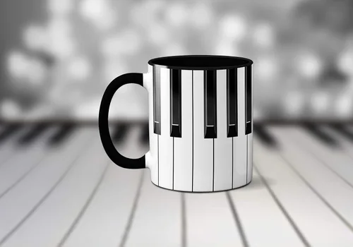 Vista 2 de Piano Keys - Taza para músico, regalo para profesores, diseño de teclado