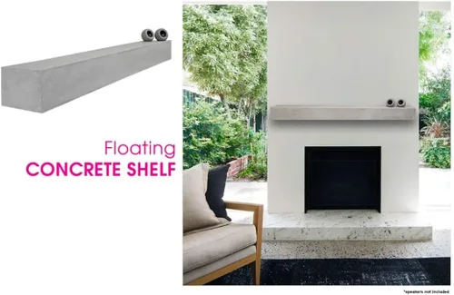 Vista 3 de Da Vinci Stone Craft Repisa de Chimenea Flotante de Hormigón Moderno Tipo Viga (72, Hormigón Gris)